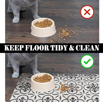 Dog Food Mats for Floors Absorbent, Pet Cat Food Mat - Quick Dry Dog Bowl Mats for Food and Water, Eco-Friendly Boho Pet Supplies