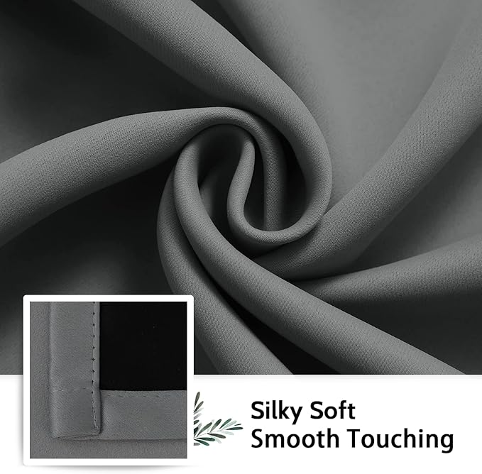 SimpleHome Grey 100% Blackout Curtains Room Darkening Living Room 63 Inch | - Image 7