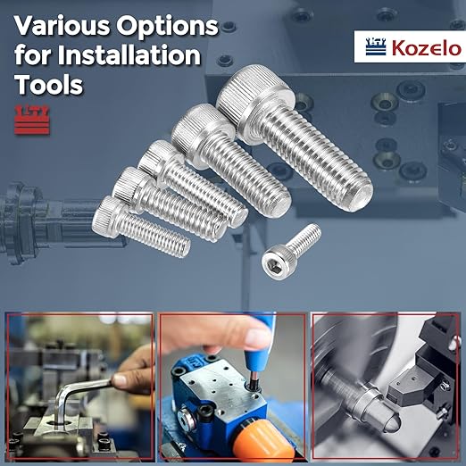 Kozelo 20pcs Socket Head Cap Screws - [M8-1.25 x 30mm] 304 Stainless Steel Allen Socket Drive for Electrical Motor 3D Printing Fan Engine Replacement Use, Silver