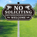 No Soliciting Sign for House, No Soliciting Signs for Front Door with Long Stake, Heavy Duty Aluminum Yard Signs UV Protected Weather Resistant and Easy Install for Lawns Garden (14x7 inches Black)