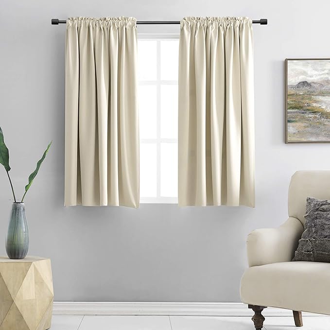 Cream Beige Room Darkening Curtain Panels by DONREN