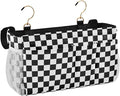 Black White Checkerboard Print Bedside Caddy Storage Bag Bedside Organizer by KOPIRIT