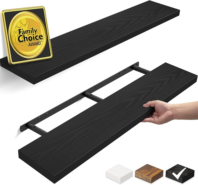 BAYKA Black Floating Shelves 47.2in, Wall Mounted by Bayka