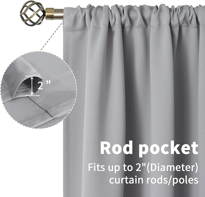 BGment Light Grey Blackout Curtains 45 Inch Length - Image 5