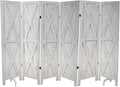 Premium Home 6-Panel Room Divider – Rustic White Barn Door, X Pattern Folding by PremiumHomeDecor