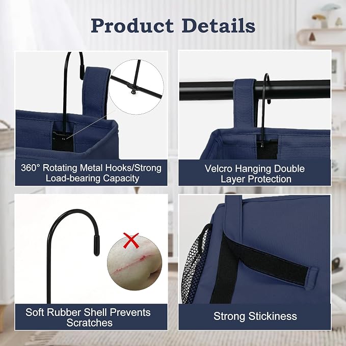 Surblue Bedside Organizer with Hook Bedside Caddy Hanging Storage Bag with - Image 6