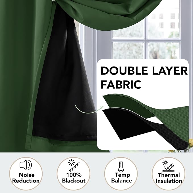 Deconovo 100% Blackout Curtains, Thermal Insulated Window Drapes, Noise - Image 5