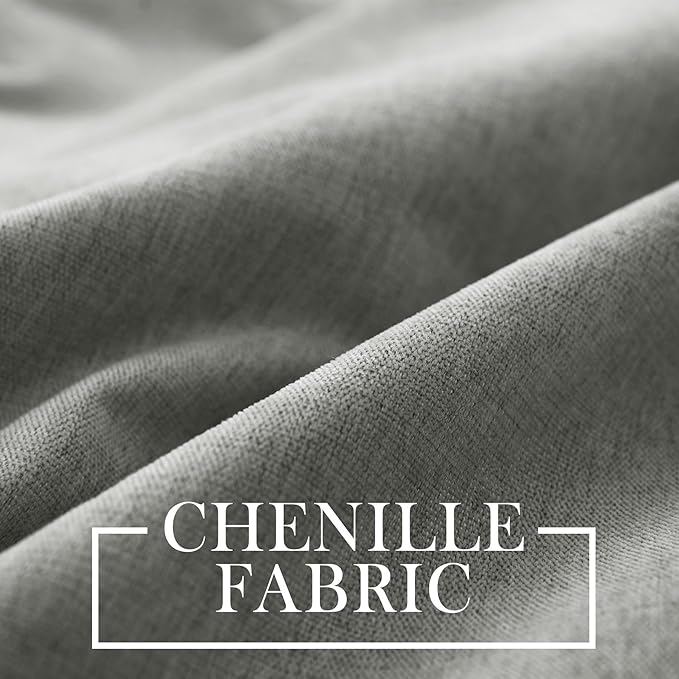 Macochico Thermal Blackout Chenille Curtains 100% Blackout Window Draperies for Living Room Bedroom Auditorium Banquet Hotel Rock Grey Curtains with Tieback Classic Home Decor 72" Wx102 L 1 Panel