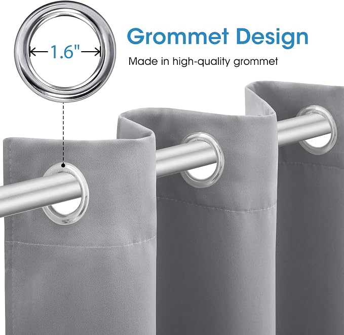 HOMEIDEAS Light Grey Blackout Curtains 42 X 63 Inch Length Set of 2 Panels Room - Image 4