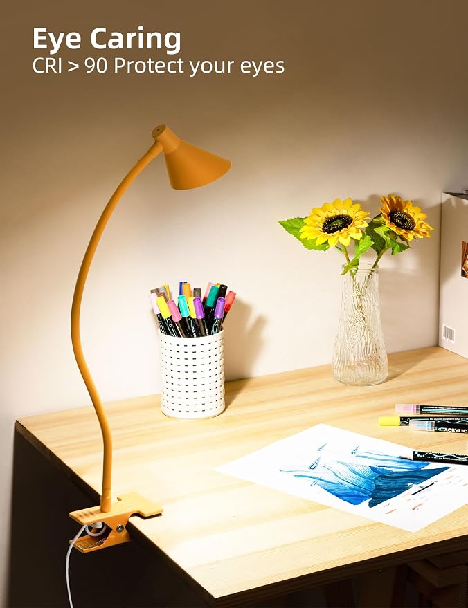 LiFMIRA Desk Lamp Clip on Lamp for Bed, LED Reading Light for Bed Yellow | 3 - Image 3