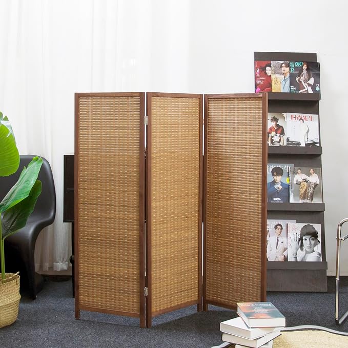 3 Panel Short Room Divider Screen, Small Bamboo Panel Divider - Image 5