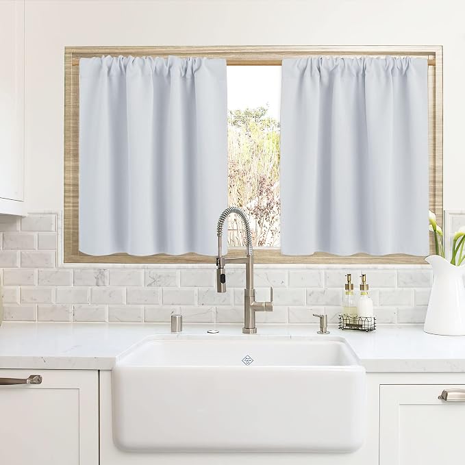 RYB HOME Cafe Curtains 24 inch Length, Mini RV Curtains by RYBHOME