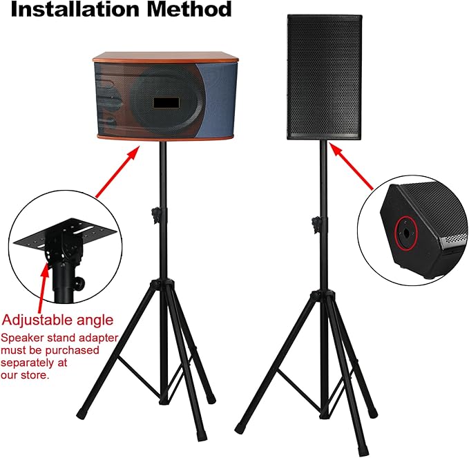 Howonder Heavy Duty Speaker Stand, PA Speaker Stand,Speaker Tripod Stand, Adjustable Height from 44 to 72 Inches，Hold up to 150lbs, HD-300 (2 Packs Black)