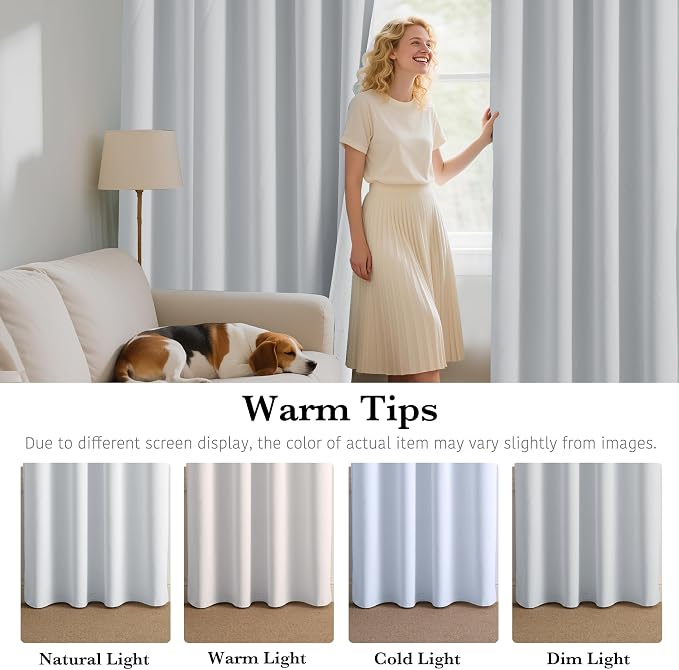 RYB HOME Short White 100% Blackout Curtains - Image 6