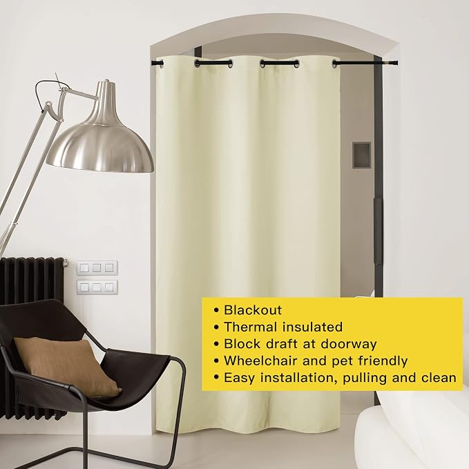 NICETOWN Beige Door Curtain for Doorway Privacy, Curtains 120 Inch Length - Image 8