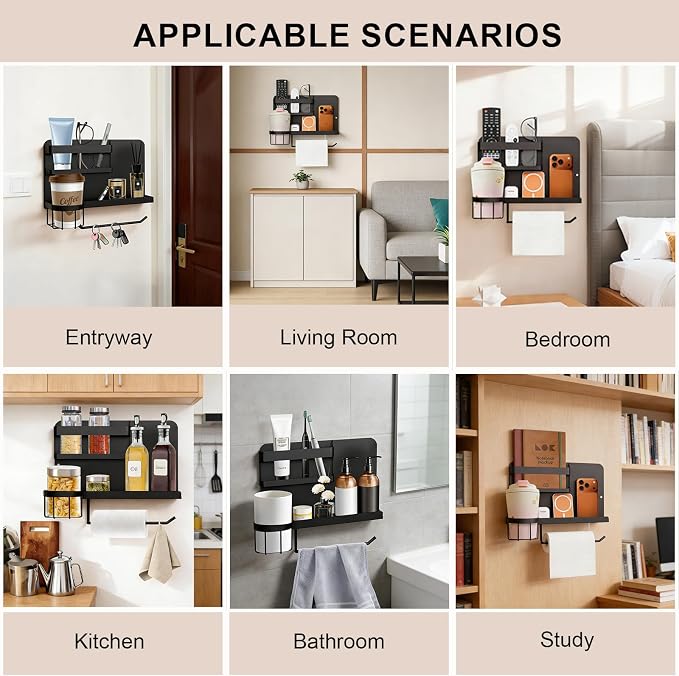 Bcareself Bedside Wall Organizer, Floating Bedside Shelf Wall Mount, Dorm Room - Image 3