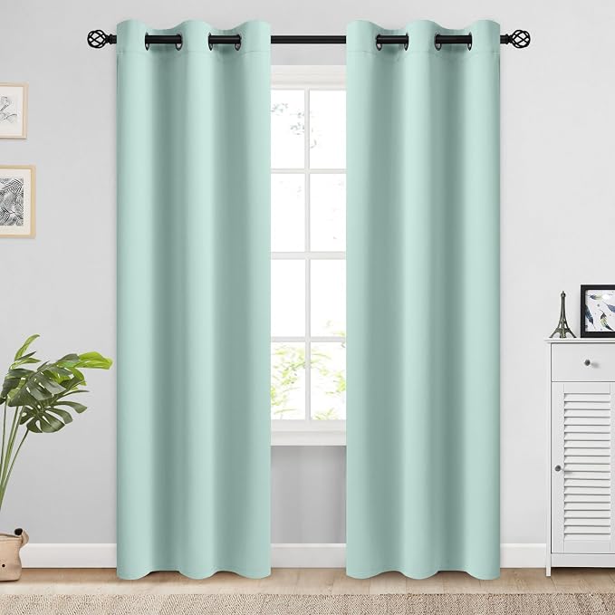 COSVIYA Grommet Room Darkening Aqua Curtains 84 inch Length by COSVIYA