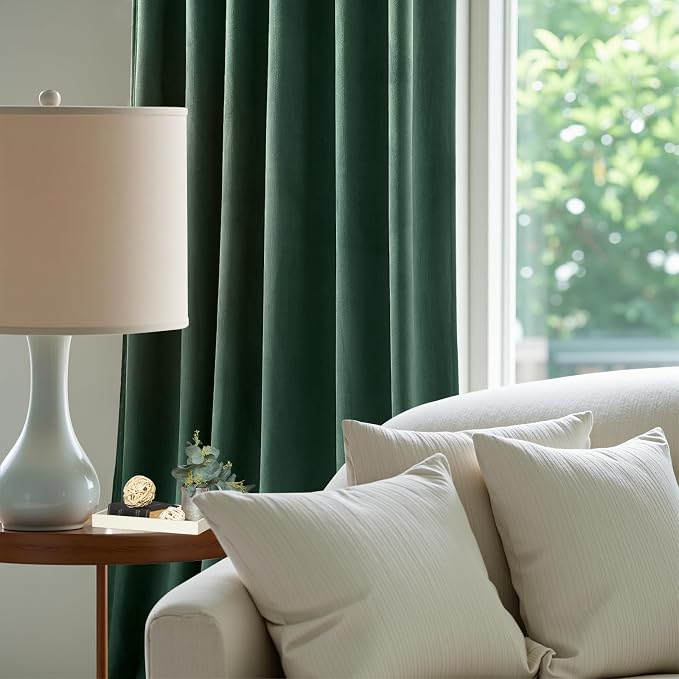 Green Velvet Curtains 108 Inches - Image 4