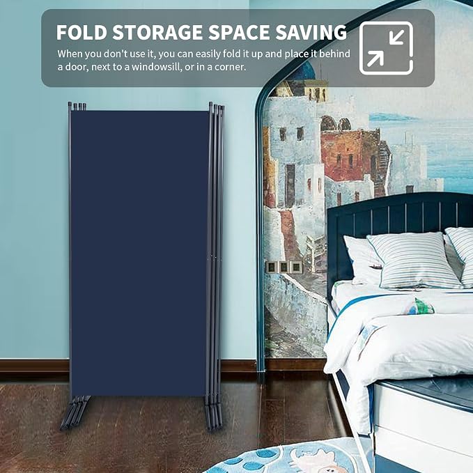 4 Panel Folding Room Divider, Sturdy Frame Freestanding Wall Divider - Image 2