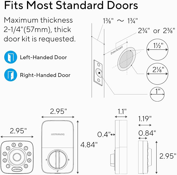 ULTRALOQ U-Bolt Pro Smart Lock with WiFi Bridge, Keyless Entry Door Lock with Fingerprint, App Remote Access, Share Code, Auto Unlock, Biometric Deadbolt, Smart Locks for Front Door, 1Year Battery