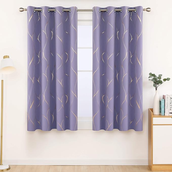 Deconovo Curtains for Living Room, Pattern Blackout Curtains 45 Inches Long | - Image 2