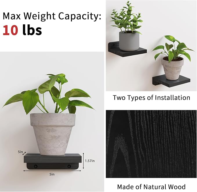 Fixwal Small Floating Shelves for Wall Decor | Rustic wood shelf for displaying - Image 4