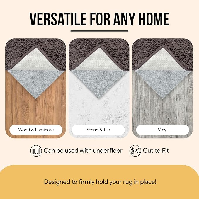 Non Slip Rug Pad 4x6 Feet, 4/25" Thick Felt Cushioned Rubber Rug Gripper Pad for Hardwood, Laminate, Stone, Tile, Wood, Vinyl Floors & Carpet, Anti Skid Under Area Rug Pads