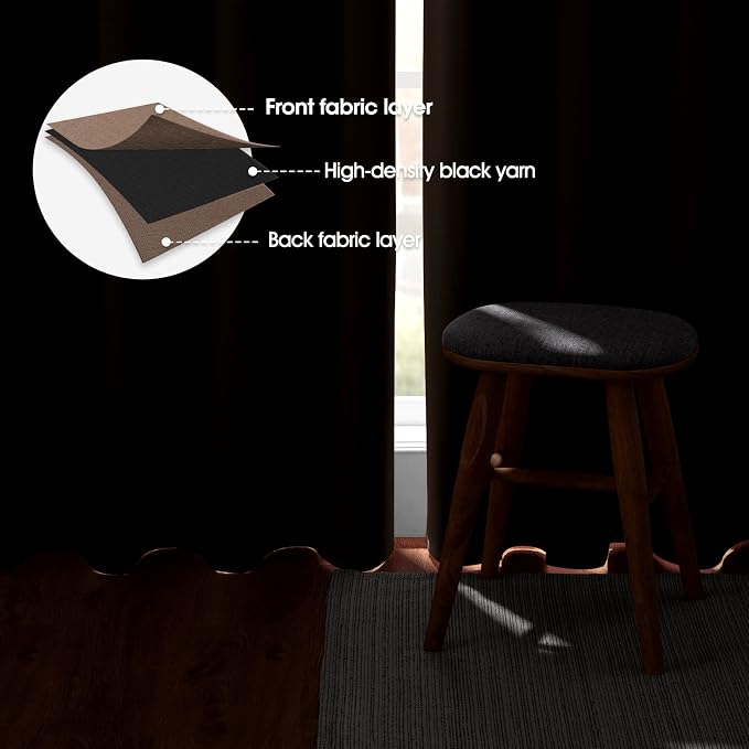 HOMEIDEAS Blackout Curtains for Bedroom 52 X 96 Inch Long 2 Panels Set - Image 3
