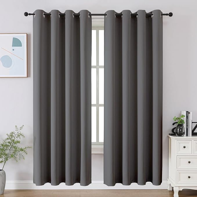 CUCRAF Light Grey Blackout Curtains 72 inch Length 2 Panels Set, Room Darkening by CUCRAF
