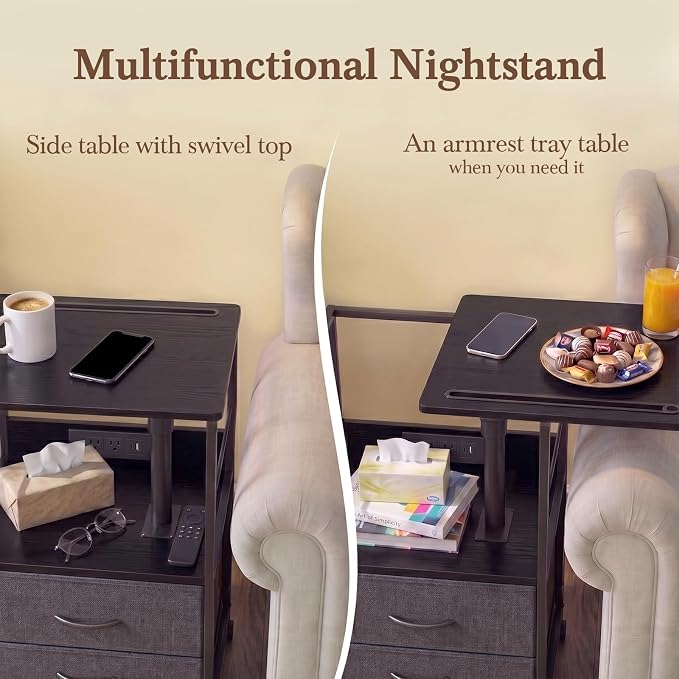 Faesun Swivel Lift Top Nightstand - Image 8
