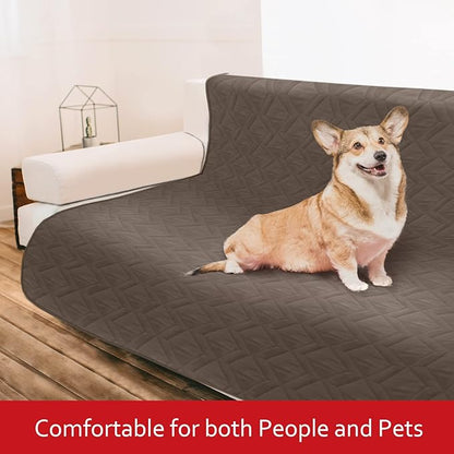 Moonsea Waterproof Blanket Dog Bed Cover with Non-Skid Bottom, Couch Cover for Dogs, Mattress Protector Furniture Protector, Bed Couch Sofa(102" X 82"), Chocolate