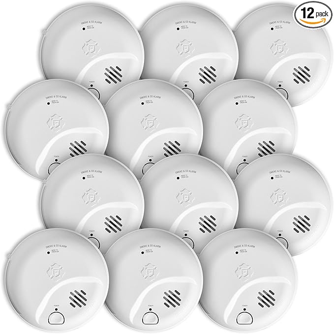 First Alert SMICO100 Battery-Operated Combination Smoke & Carbon Monoxide Alarm, 12-Pack