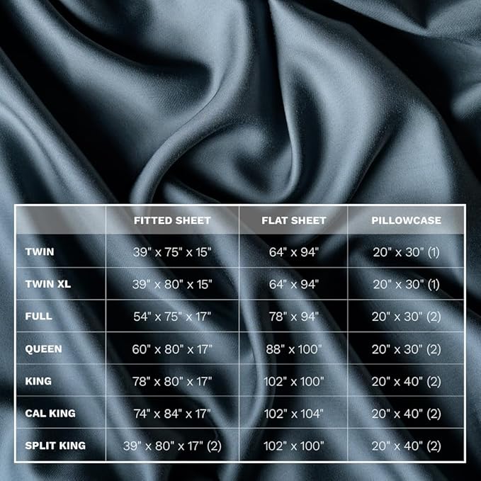 LUXOME Luxury Sheet Set | 100% Rayon (Viscose) from Bamboo | Twin XL - Ocean | Deep Pockets | 3-Piece Set (Fitted, Flat, Pillowcase)