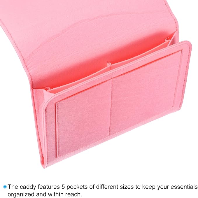 PATIKIL 11in Bedside Caddy, Bed Caddy Bedside Organizer Hanging 5 Pocket Soft - Image 3