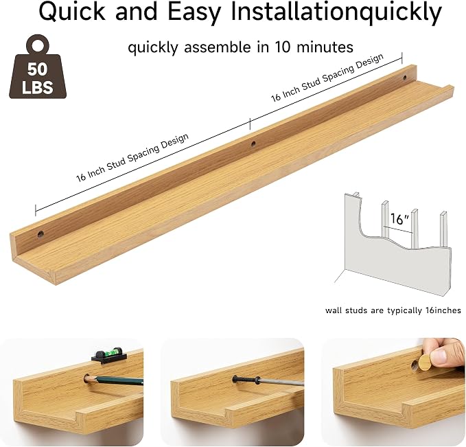 Fun Memories Picture Ledge Shelf, 32 Inch Floating Shelves Set of 2, Large - Image 4