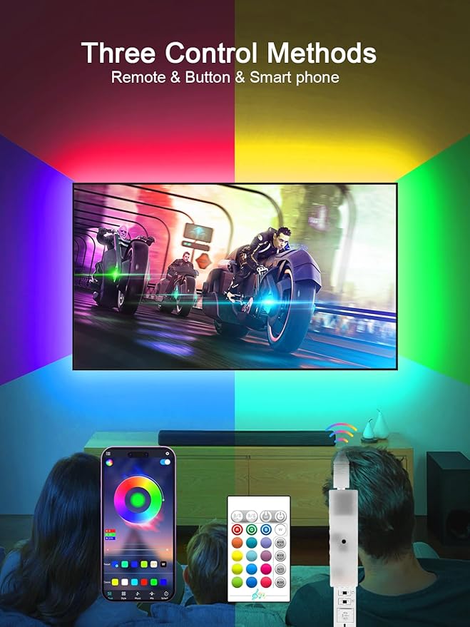 KANTUTOE TV LED Lights, 11.5ft LED Lights for 32-55 Inch TV, RGB TV Backlight Behind with Remote, Music Sync Bluetooth APP Control Strip Lights USB Powered for Bedroom, PC, Gaming Monitor