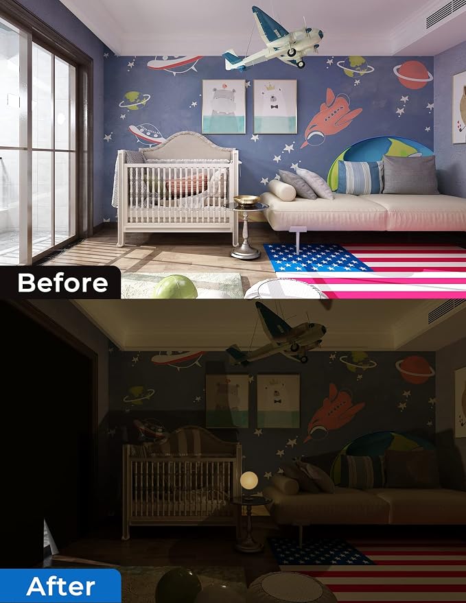 Blackout Curtains for Bedroom Portable 17"x60", No Drill Blackout Shades - Image 6