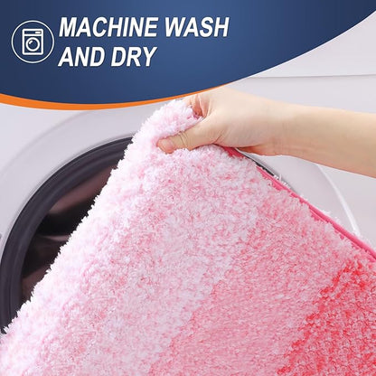 OLANLY Bathroom Runner Rugs 44x24, Extra Soft Absorbent Microfiber Bath Rugs, Rubber Backing, Quick Dry, Machine Washable Bath Mats for Bathroom Floor, Tub and Shower, Home Decor Accessories, Pink