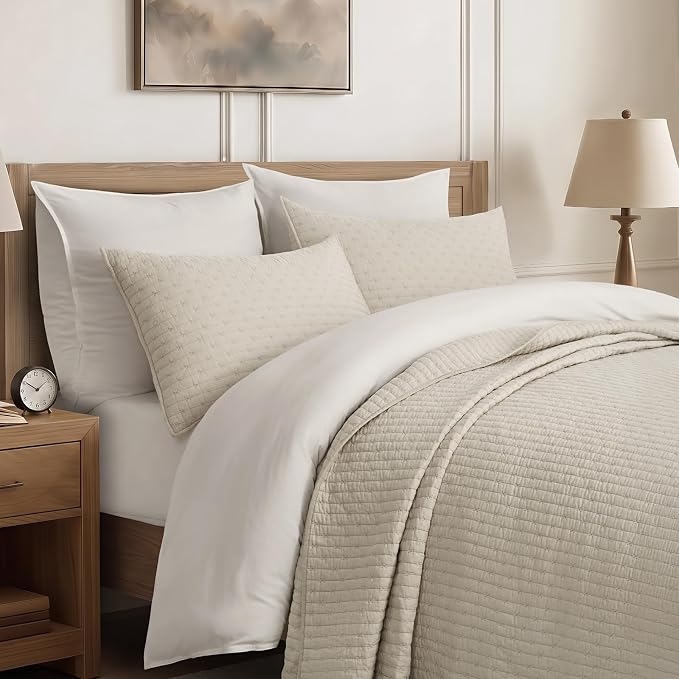 Cross Stitch Pre-Washed Cotton Quilt Bedding Set King Size, Oversized 3 Pieces - Image 5