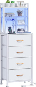 Tall Night Stand, 52.1" LED White Nightstand by Furnulem