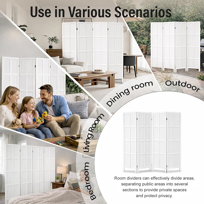 4 Panel Wood Room Divider and Folding Privacy Screen 67″, Freestanding Wall - Image 9