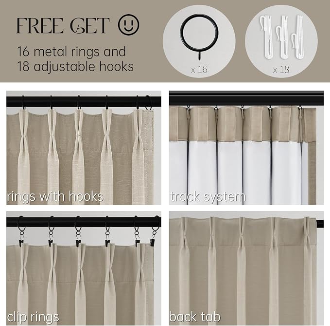 Topfinel Burlywood 100 Inches Long Linen Curtains - Image 4
