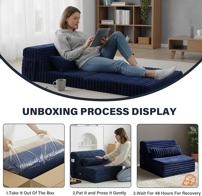 Folding Sofa Bed Convertible Sleeper Chair Mattress - Image 7