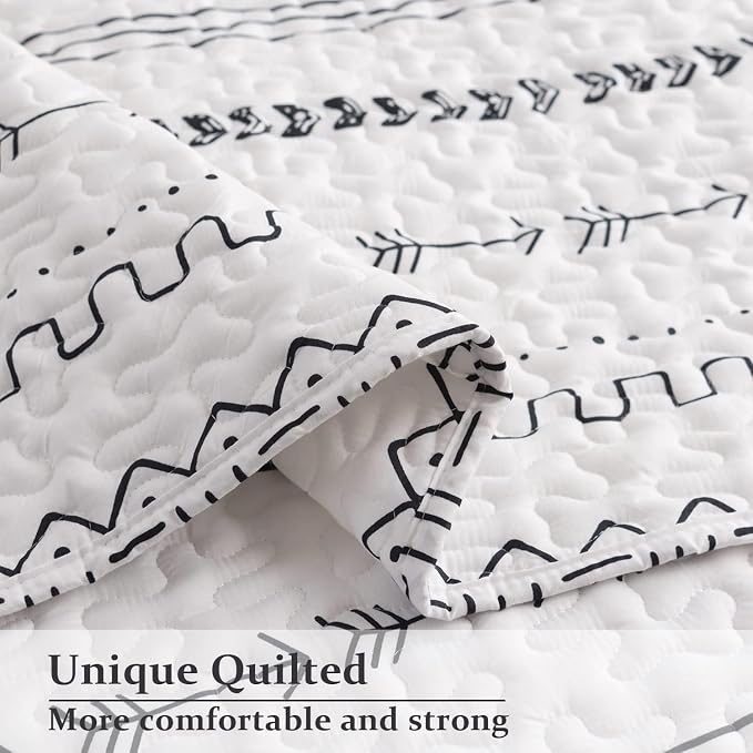 DURLENGEN 3Pcs Quilt Set King Size White, Soft Microfiber Lightweight Bedspread - Image 3