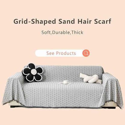 Grey Couch Cover Blanket Cute Geometrical Jacquard Washable Sofa Cover for Extra Large Furniture for 3 Cushion Sofa L Shaped Sectional Couch Blanket 71"x 118"