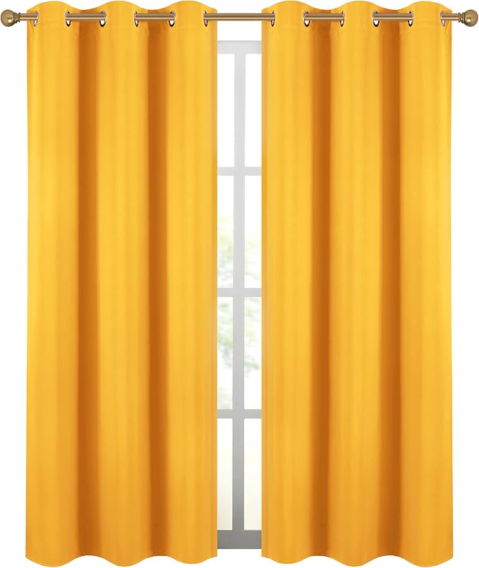 Diraysid Yellow Grommet Blackout Curtains - Image 2