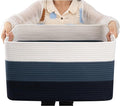 OIAHOMY Blanket Basket Laundry Basket Dog Toy Basket 75L Gradient Blue | Large by MasterofSpaceOptimization
