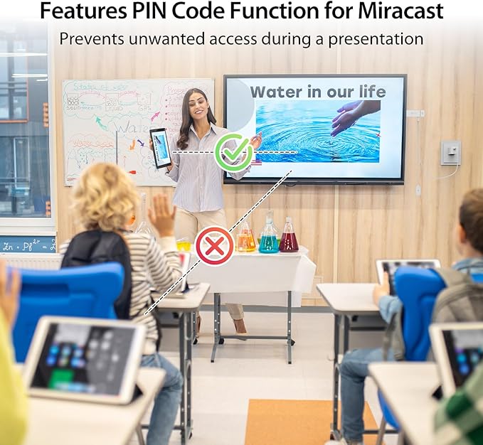 j5create ScreenCast 4K Wireless Adapter Screen Cast from Mobile Phone, Tablet, or Laptop Support for AirPlay, Miracast & Chromecast Mirror Extend for Windows & macOS Wireless Screen Display (JVAW76)