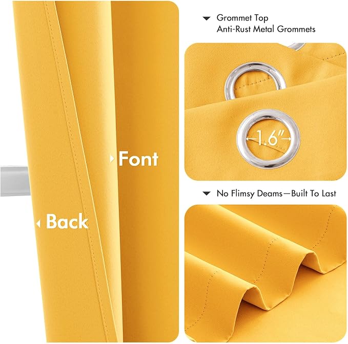MIULEE Blackout Curtains for Bedroom 2 Panels 40 x 72 Inch Long Yellow | - Image 4