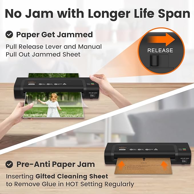 VidaTeco Laminator Machine 9-inch Thermal Cold Laminator with Laminating Sheets 20 pcs,Laminating Machine with 2-Min Faster Preheat,Personal Lamination with Patented Roller for Teacher(Black)